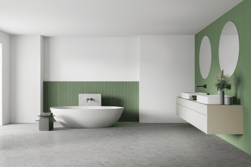 biało-zielona łazienka