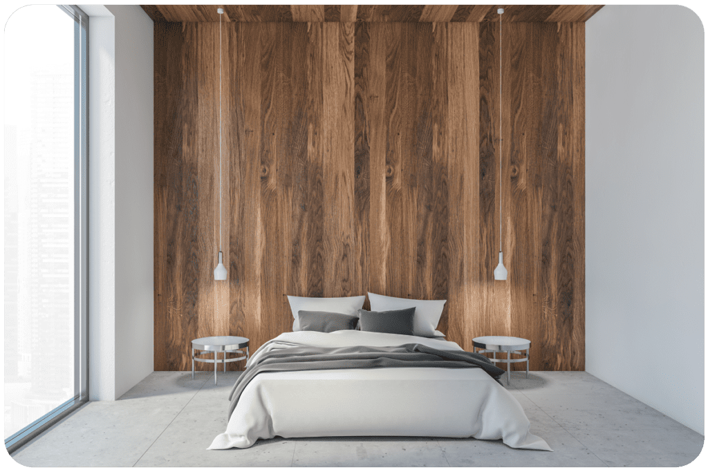 drewno na ścianę sypialnia