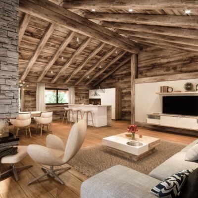 salon w stylu chalet