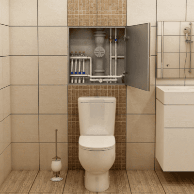 jak ukryć rury w małej łazience