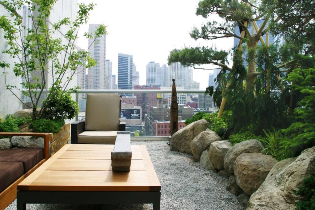 ogród zen na balkonie