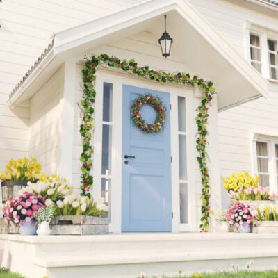 wiosenne dekoracje przed domem