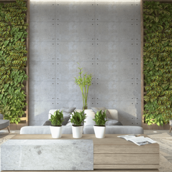 efekt surowego betonu na ścianie