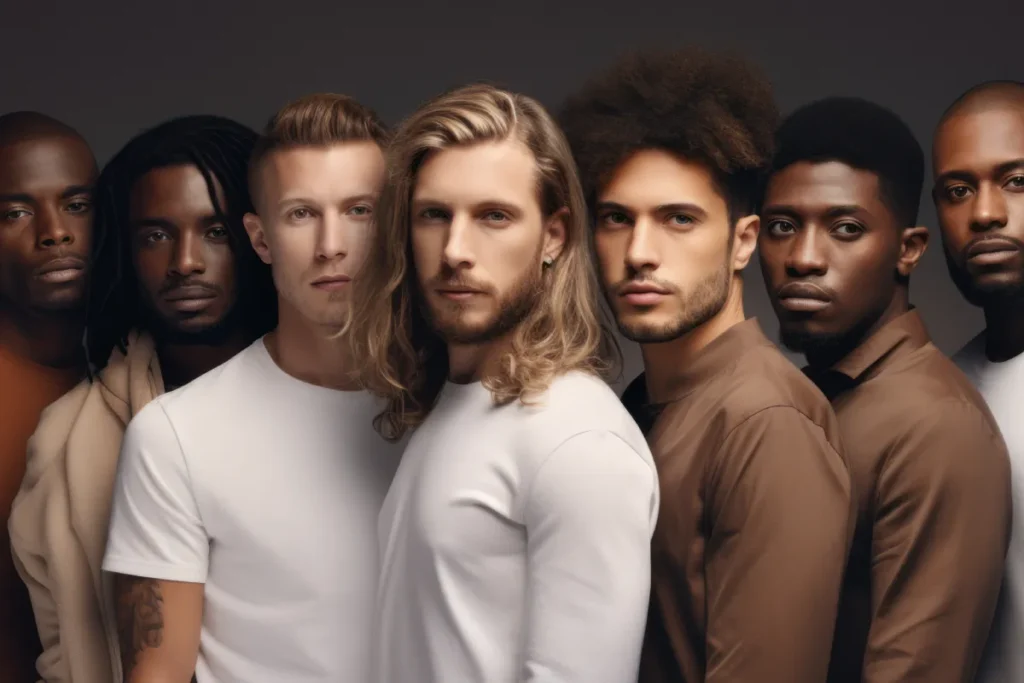 różni mężczyźni z różnych stron świata o różnym kolorze skóry