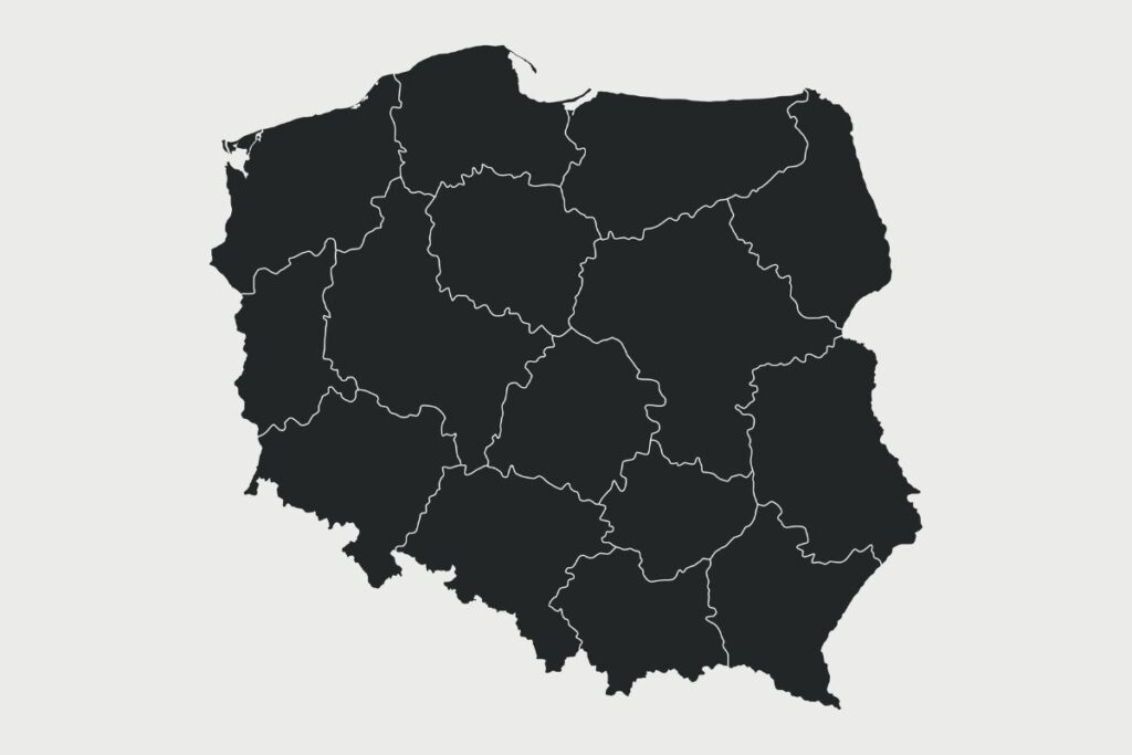 mapa polski z podziałem na województwa