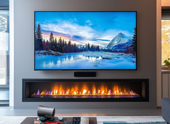 Telewizor nad kominkiem