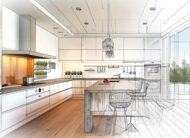 Planowanie trójkąta roboczego w kuchni